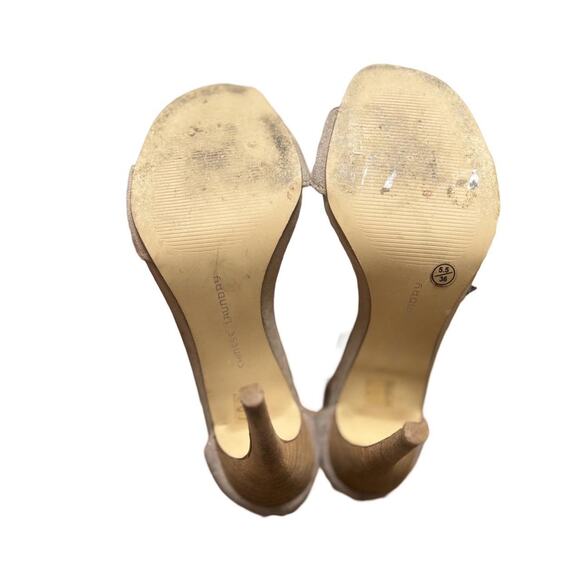 Y2K‎ 2000'S VINTAGE CHINESE LAUNDRY TAN SUEDE FRINGE HEELS SZ. 5 1/2 - Picture 8 of 8